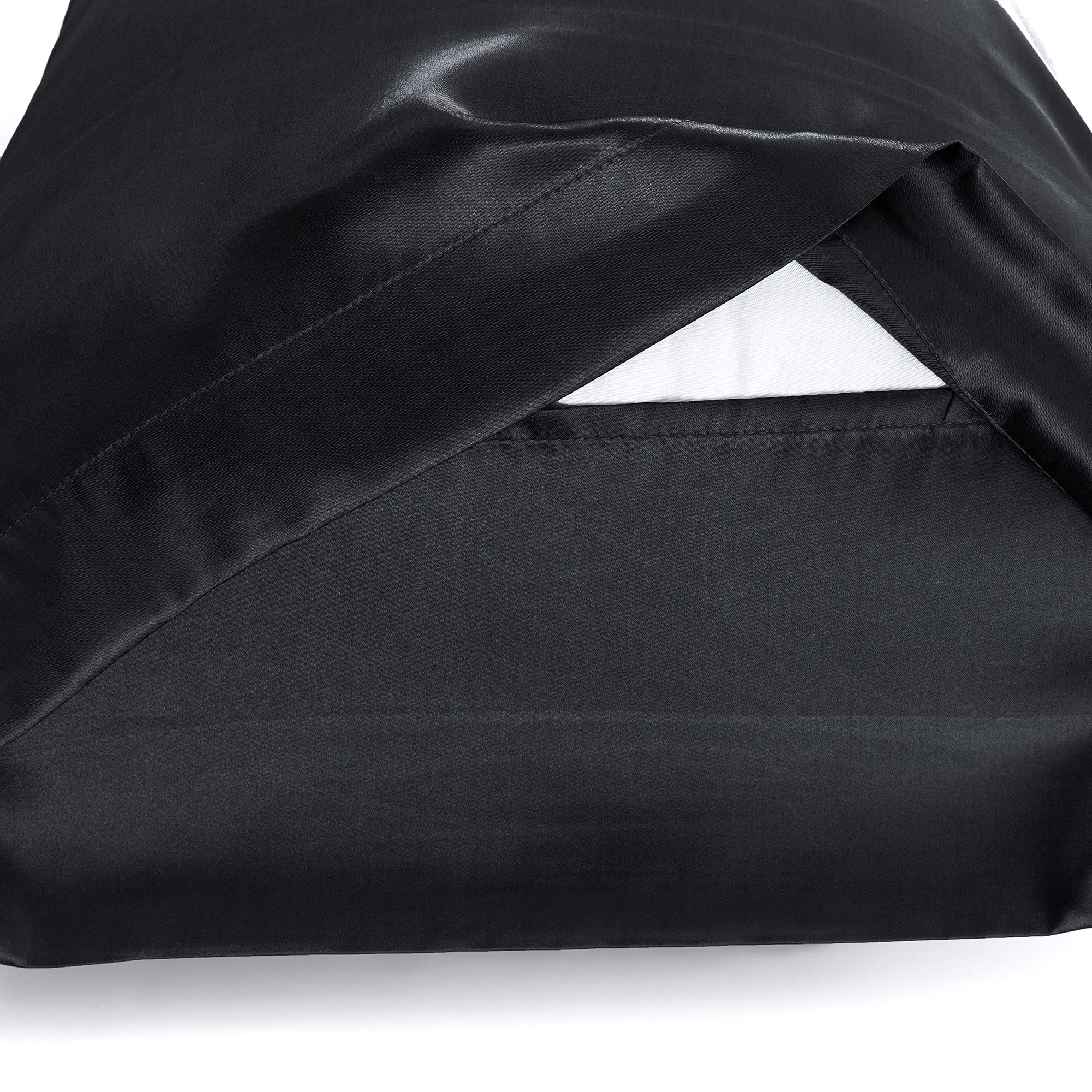 Set Di 2 Federe In Raso 75x50 Cm - Con Fasce Per Capelli E Copriocchi - Morbide E Antirughe - Grigio Chiaro - Foto 4