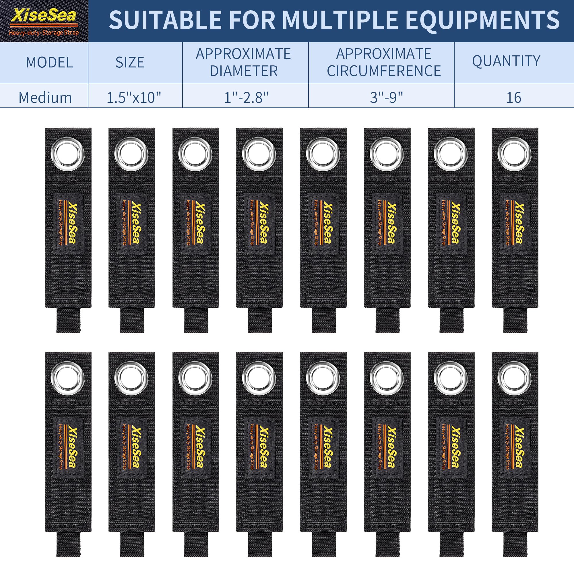 Heavy Duty Storage Straps with Hook and Loop, Cord Organiser, Reusable Extension Cord Holder for RV Workshop, Garage (No2-16pcs) - Image 2