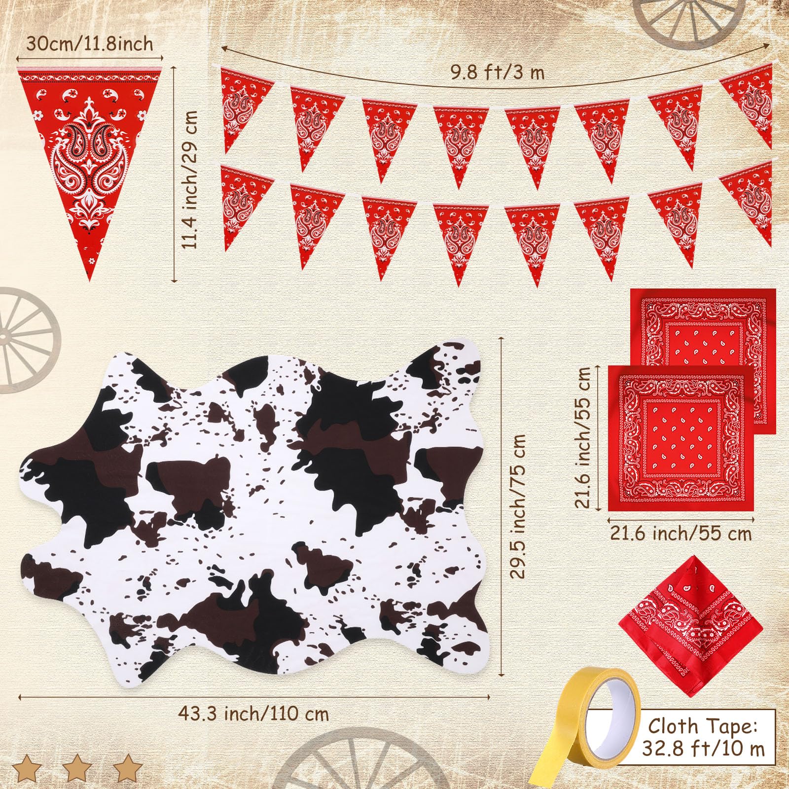 Soulchen Western Cowboy Party Decorazioni Balle di Fieno Scatole Banner Decor | Balle di fieno a tema cowboy occidentale, per decorazione, forniture per feste selvaggio West