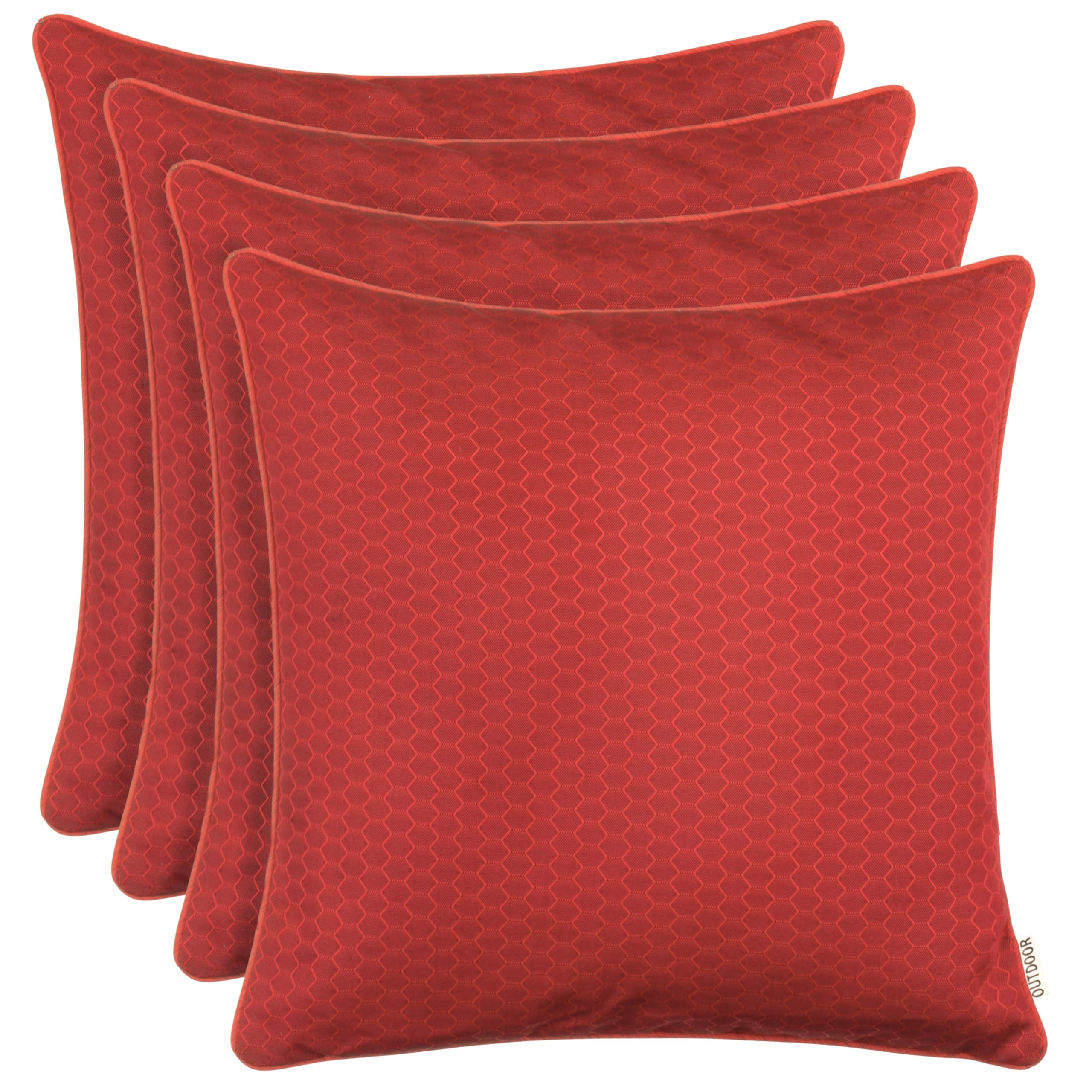 Brandsseller Set di 4 Cuscini da Esterno 45x45 cm – Cuscini Decorativi con Bordino e Struttura a Nido d'ape – Idrorepellenti e Antimacchia per Giardino, Balcone, Terrazza e Divano - Rosso