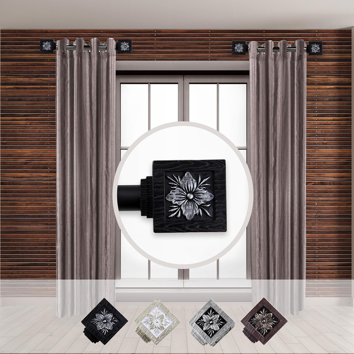 Rod Desyne Muraina 1" Side Single Curtain Rod, 12-20 inch, Black