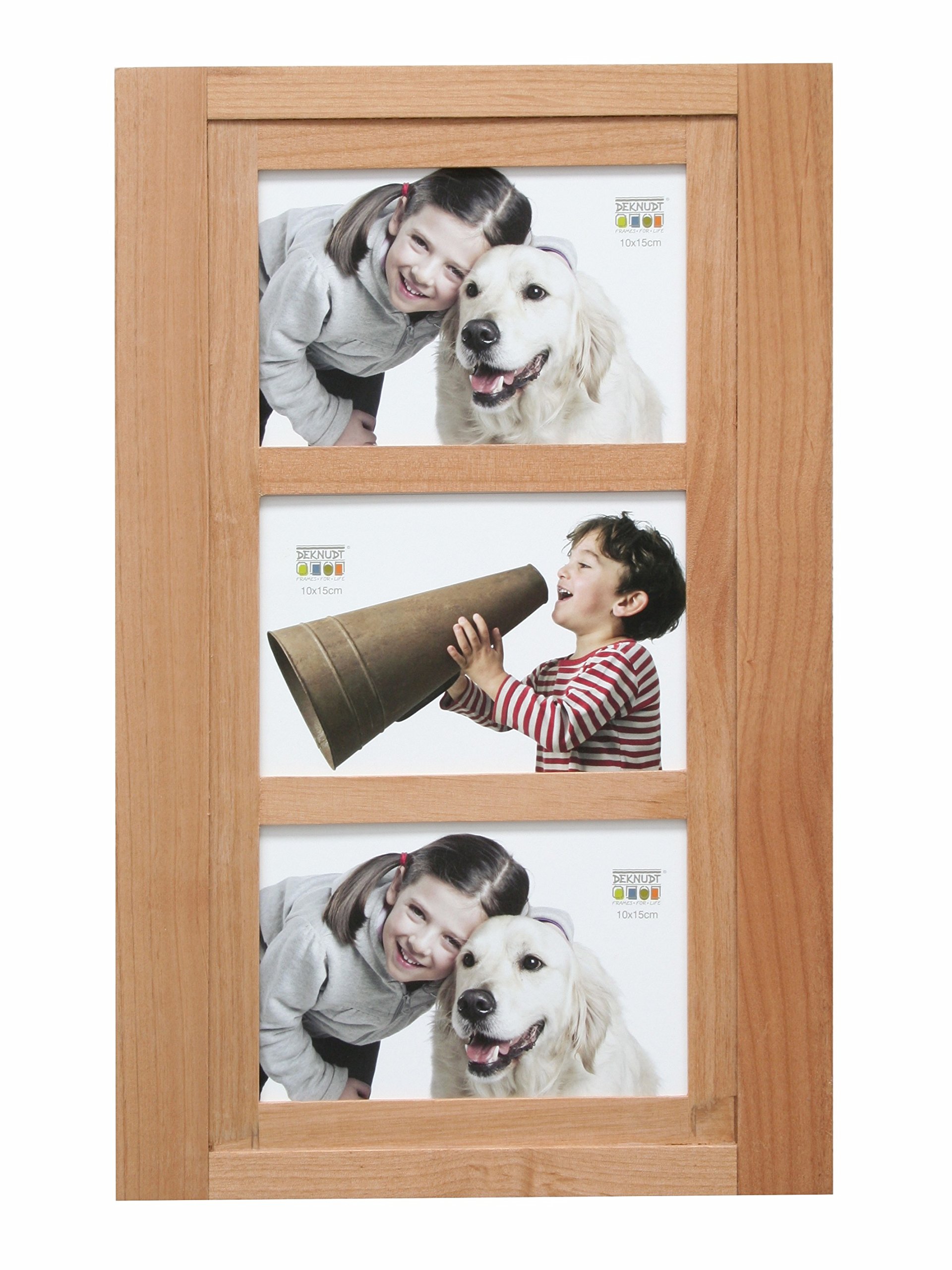 Cadre photo triptyque horizontal 10x15 cm Deknudt S59KP3 en bois clair
