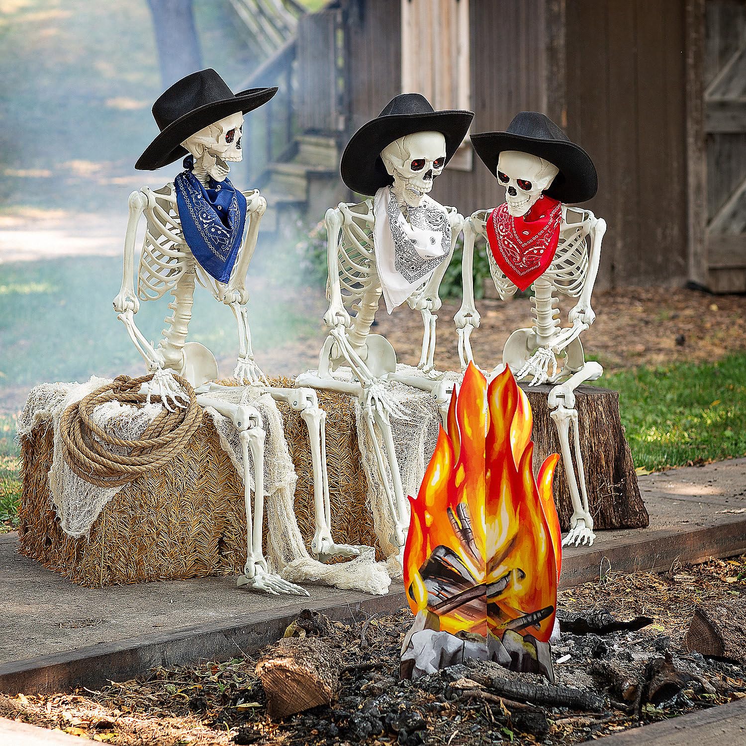 Fun Express Skeleton Cowboy Bonfire Halloween Decorating Kit - 19 Pc