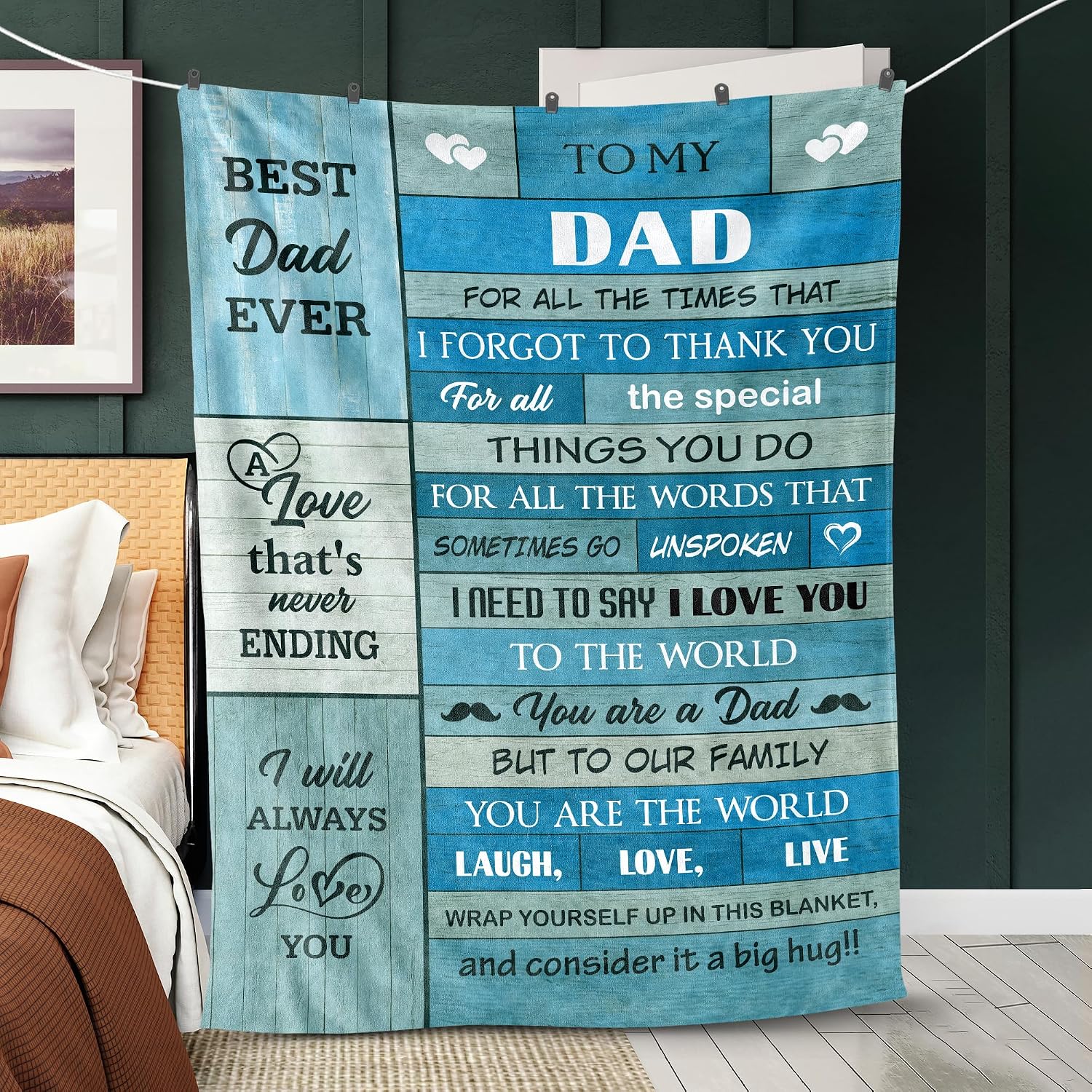 GOSSBY Personalized Custom Blanket Dad Custom Blanket Gifts For Fathers Day For Husband From Daughter, Birthday Gifts For Husband, Husband Soft Blanket From Wife, Personalized Father's Day Birthday Gi