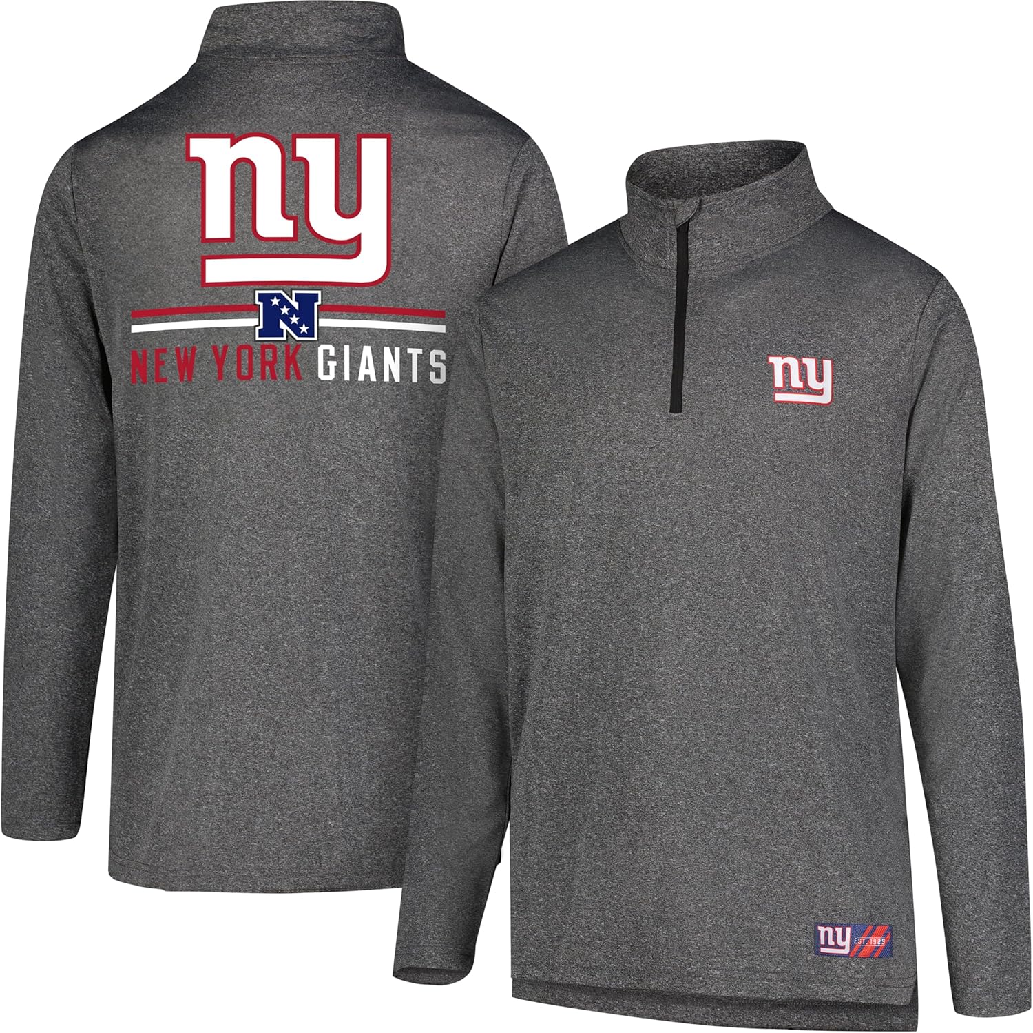 Ultra Game Men's NFL Official Super Soft Quarter Zip Long Sleeve T-Shirt