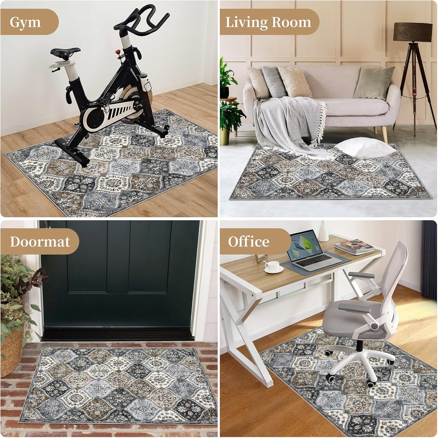 Office Chair Mats for Hardwood Floor, 48"X60" Desk Chair Mat for Hard Floor, Gaming Computer Chair Mat Office Rug for Rolling Chairs, Low Pile Carpet Under Chair Floor Protector, Trellis