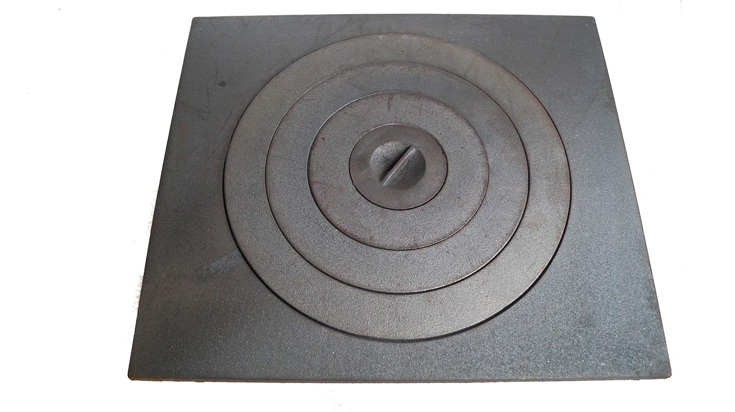 Sellon24® Placa de fundición para horno Placa de hierro fundido sin tratar Juego de anillos de hierro fundido Herdring 46 x 40 cm
