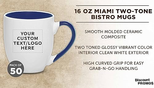 Miniatura 3 de Juego de 50 tazas de café grandes estilo bistro personalizadas de 16 onzas, paquete a granel personalizado, perfectas para café, té, expreso, cacao