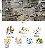 Vista 6 de Dundee Deco Paneles de Pared 3D - Revestimiento Gris Peltre Rubio con Aspecto de Piedra, Paneles de Pared con Cara de Espuma de Poliestireno