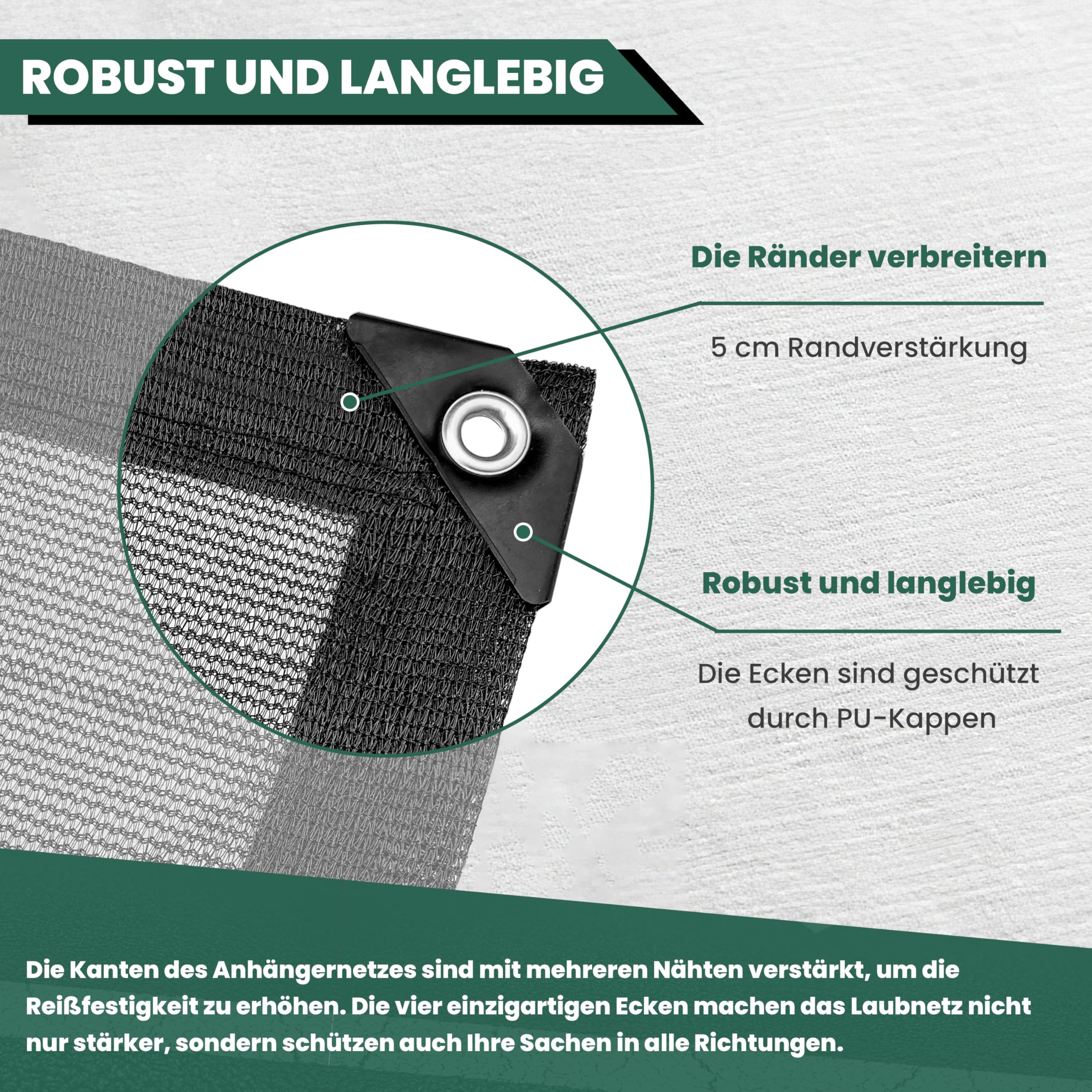 2x3.5M Anhängernetz Feinmaschig Feinmaschiges Ladungssicherungsnetz für Anhänger mit Gummiseil, Robustes Abdecknetz zur sicheren Transports von Kisten, Gepäck & Loses Material (Schwarz)