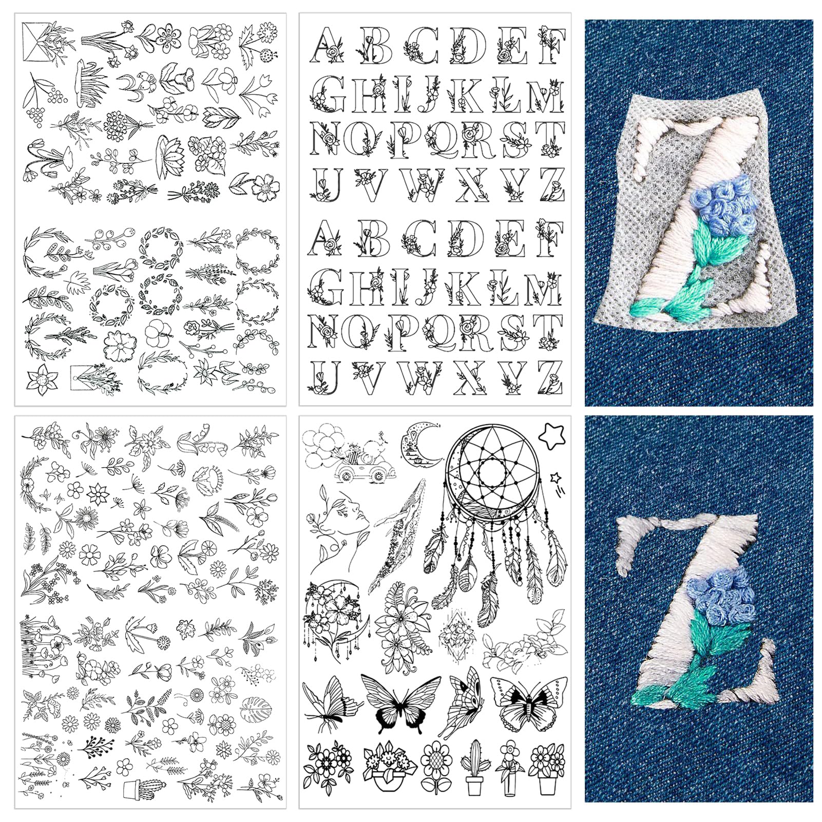 Carta Da Ricamo Stick And Stitch - 4 Fogli A4 Con 140 Motivi Prestampati Idrosolubili Per Ricamo A Mano - Foto 8