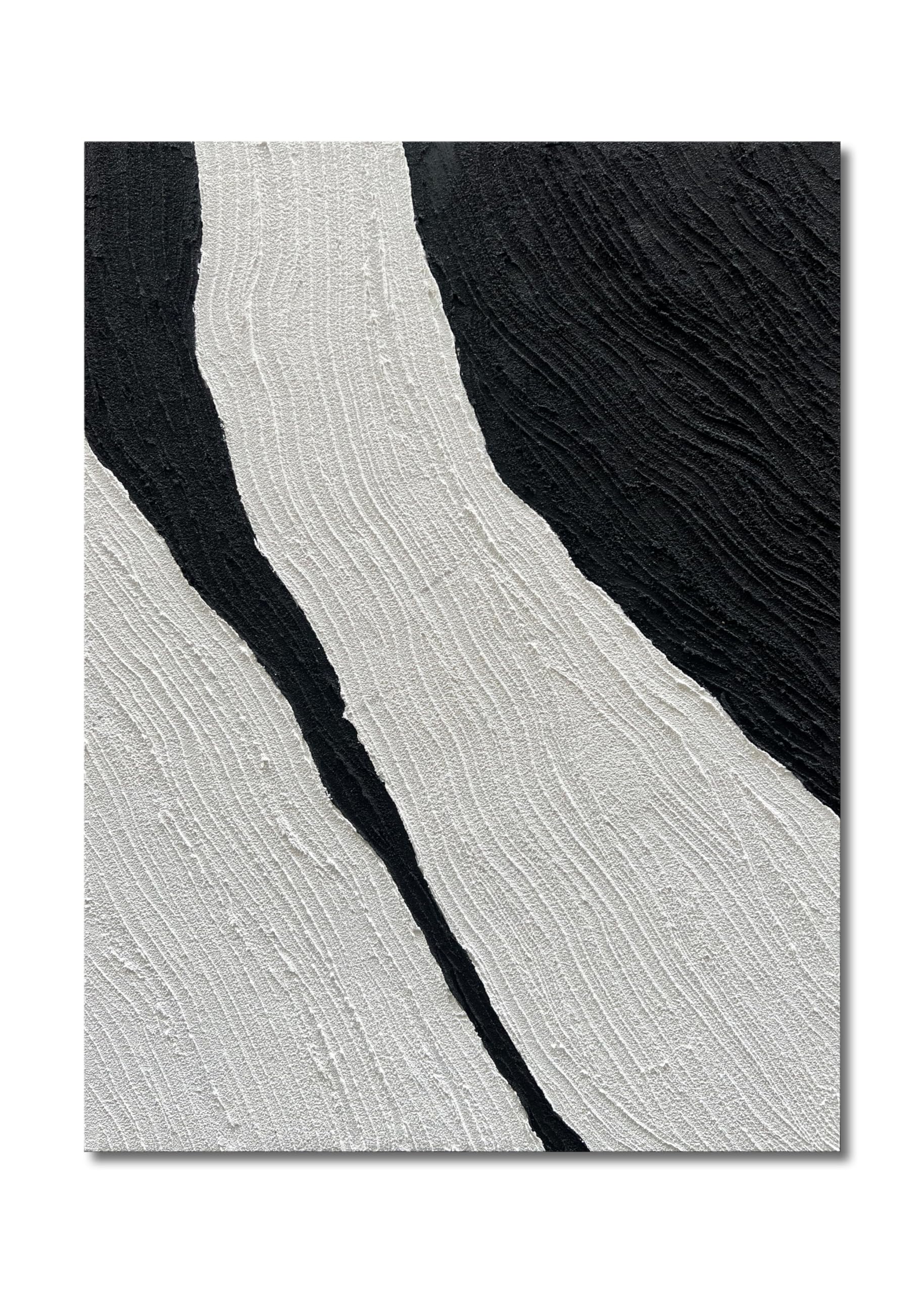 NANKAI Hand-Painted Black Abstract Oil Painting - 40x28 Inch Modern Canvas Wall Art, Thick Texture