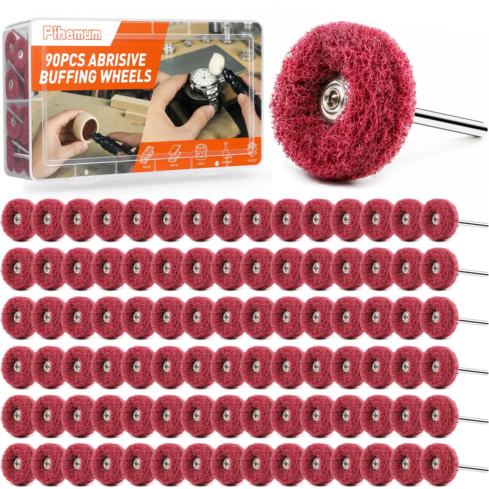 90-Piece Abrasive Buffing Wheels Kit - Metal, Wood, Jewelry -14 90-Piece Abrasive Buffing Wheels Kit - Metal, Wood, Jewelry -14