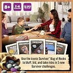 Survivor : Allons aux rochers Jeu pour Âges 8+, 2 à 6 joueurs, Jeu de stratégie et de défi avec des rochers, des cartes et un collier d'immunité.