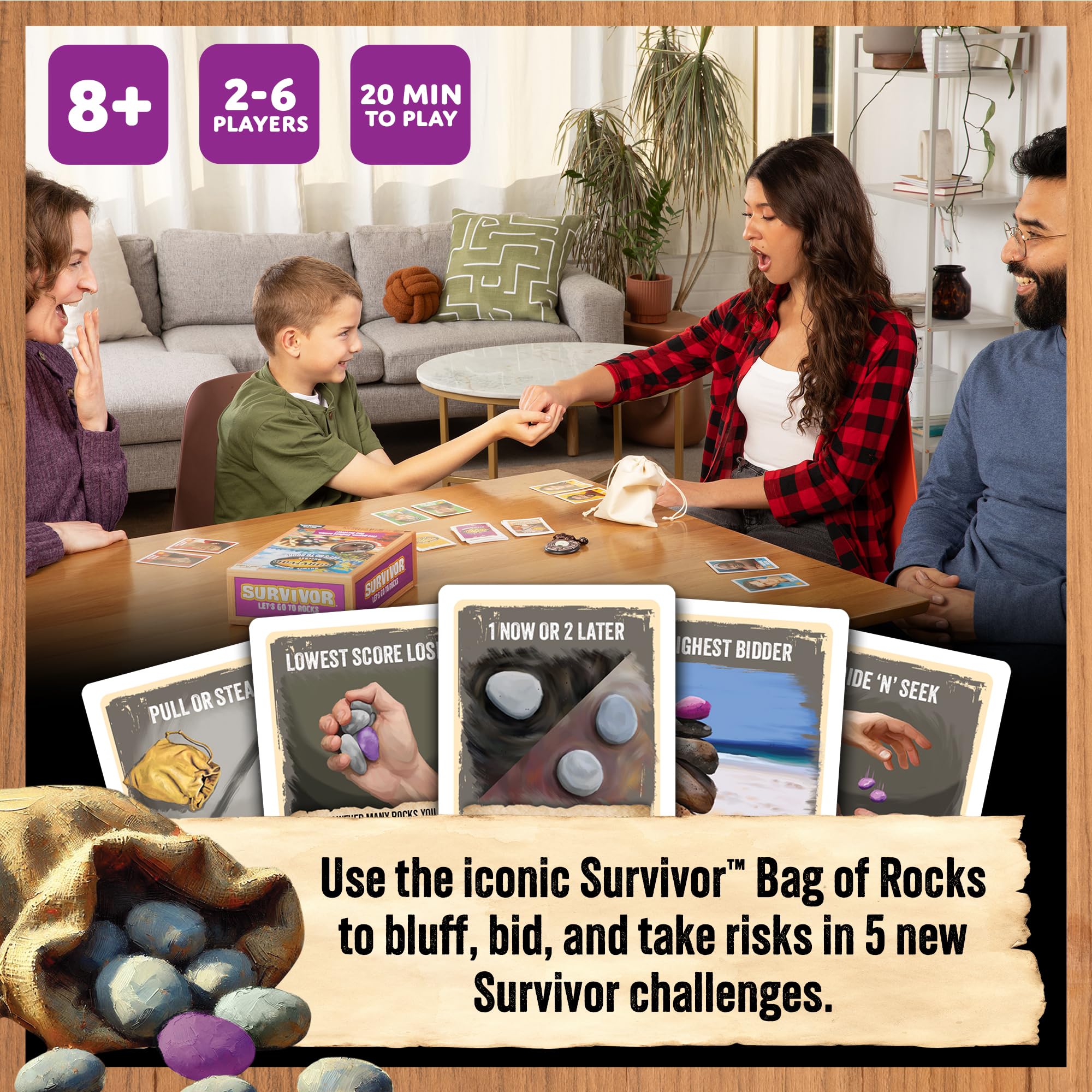 Exploding Kittens Survivor: Let’s Go to Rocks Game for Ages 8+, 2 to 6 Players, Strategy and Challenge Party Game with Rocks - Image 2