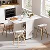 Folding Dining Table with Wheels Top Drop Leaf Table 120x70cm for 4-6 people with Cabinet and Open Shelf for Kitchen, Dining Room White