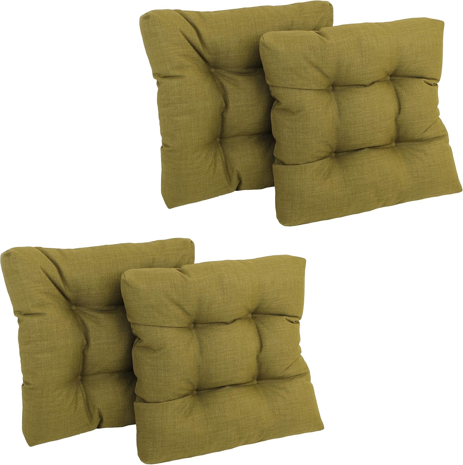 Blazing Needles Squared Solid Spun Polyester Tufted Dining Chair Cushions Set, Set of 4, 19", Lime