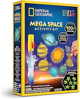 National Geographic Mega Space Activity Kit - Glow in The Dark Science Craft Kit for Kids with 100+ Pieces, Launch a Rocket, Create Glowing Constellations, Paint a Solar System & More