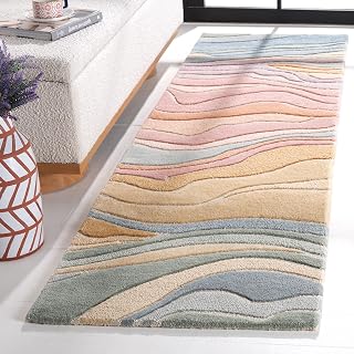 Safavieh Rodeo Drive Collection Area Rug - 2'3" x 14' Runner, Blue/Blush, Geometric Design, Ideal for High Traffic Areas in Living Room, Bedroom, Dining (RD451M)