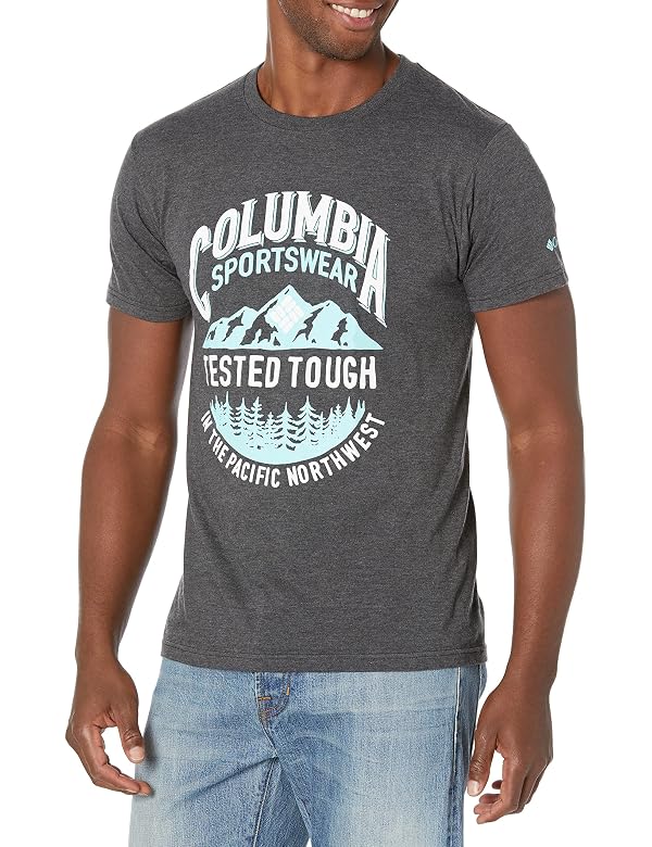 Columbia Apparel Men's Graphic T-Shirt Shirt, Charcoal Heather/Tough, Large by Columbia - Used condition - US$13.94