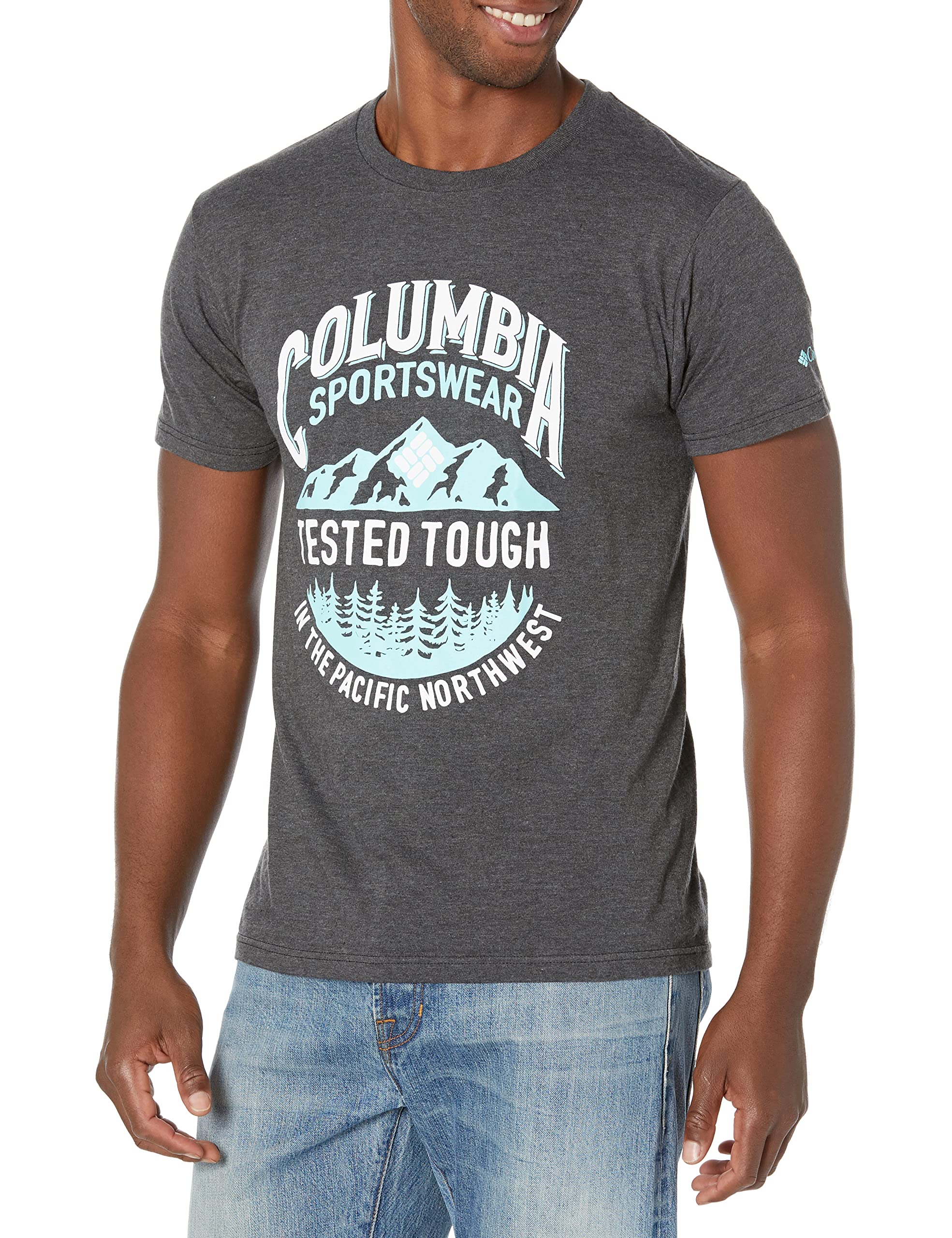 Columbia Apparel Men's Graphic T-Shirt Shirt, Charcoal Heather/Tough, Small