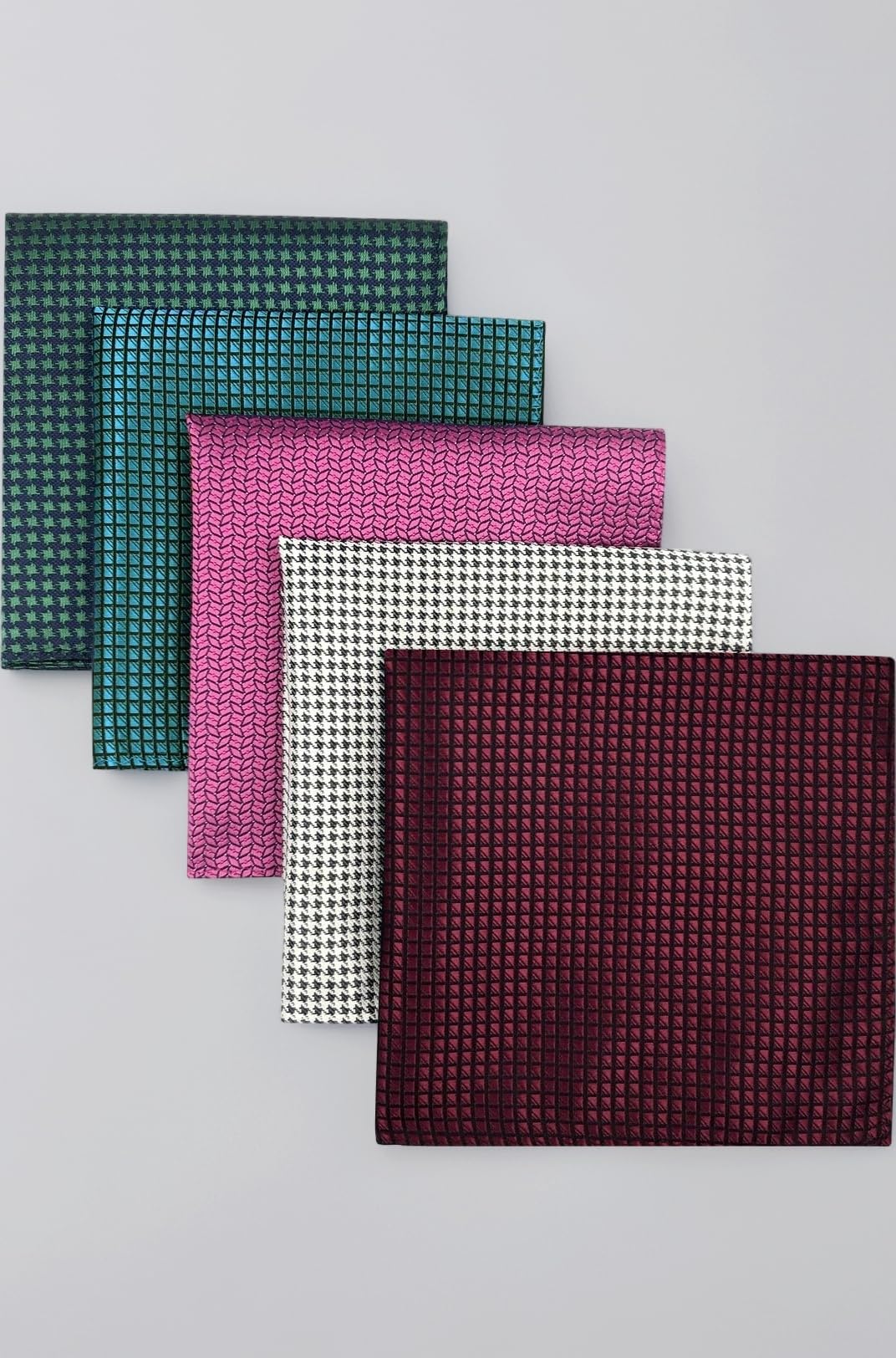 SHLAX&WING 5 Pieces Assorted Mens Silk Pocket Square Handkerchiefs Set