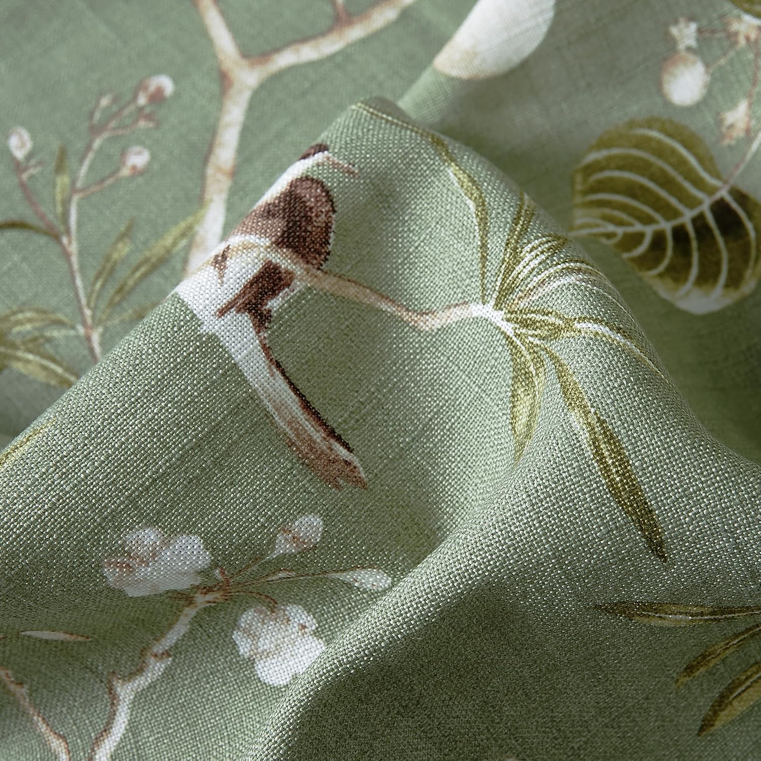 Farmhouse Birds Curtains 84 Inches Long Grommet Half Light Blocking Green Tree Pattern for Patio Door Vintage Floral Print Window Drapes for Sliding Glass Door Home Decor 1 Panel W55 X L84 Inch