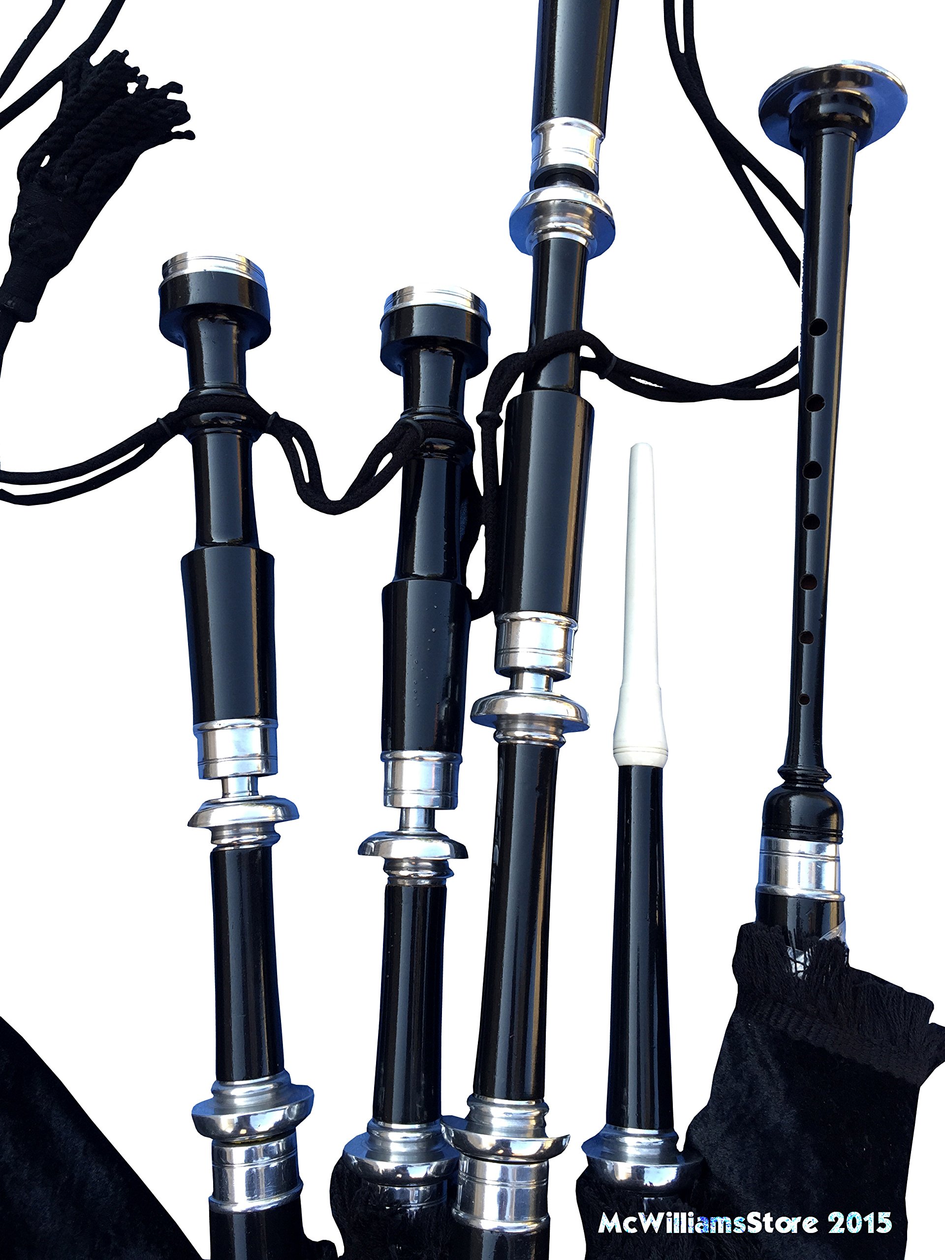 McWilliams PROFESSIONAL SCOTTISH HIGHLAND BAGPIPE FNS MOUNTS WITH BAG