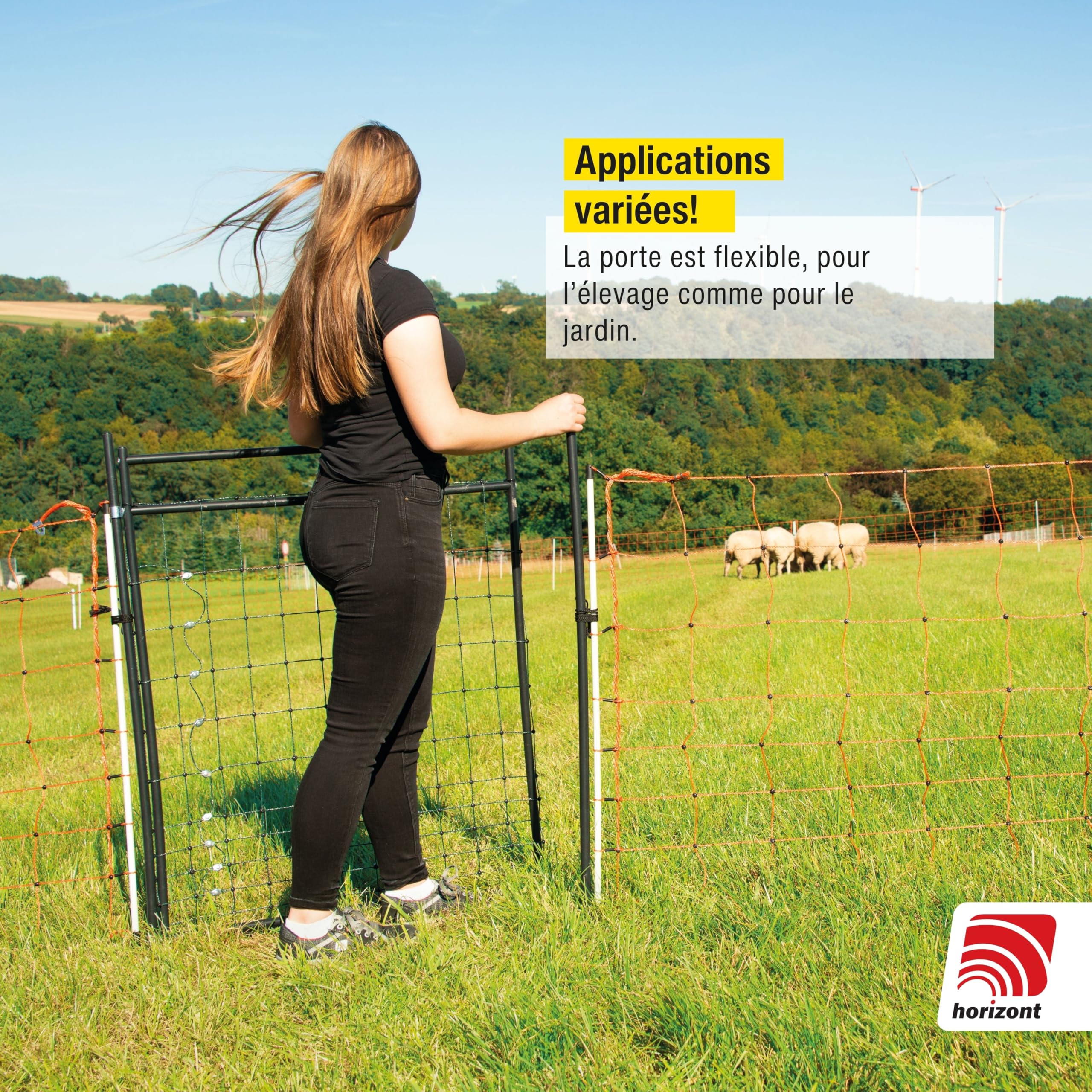 horizont Hotgate porte pour filet de clôture, porte pour filets électroniques, porte pour filets de clôture - 120 cm de hauteur, électrifiable