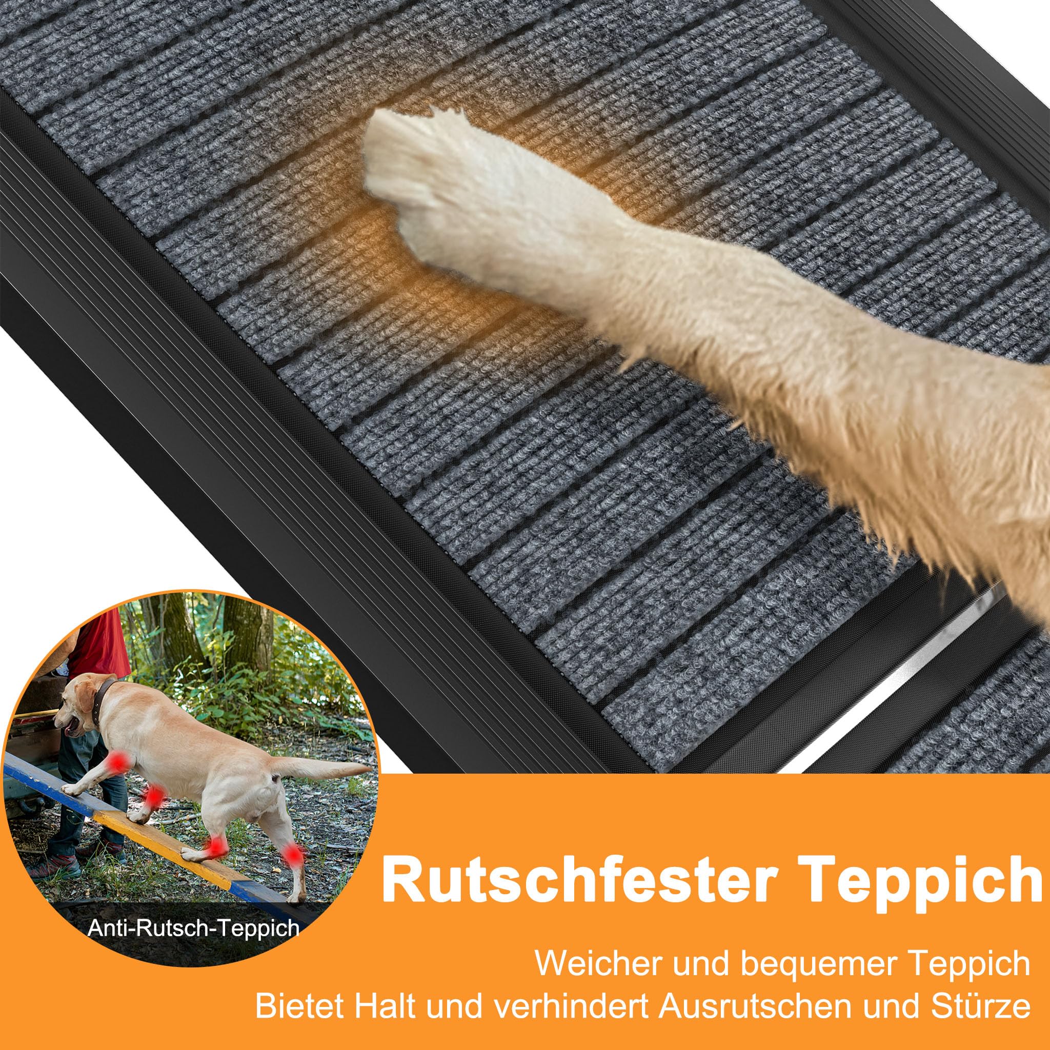Froadp Rampa plegable para perros de aluminio, 157 x 43 cm, para coche, SUV, camión y caravana, antideslizante, alta capacidad de carga hasta 110 kg, rampa para coche para perros, color negro