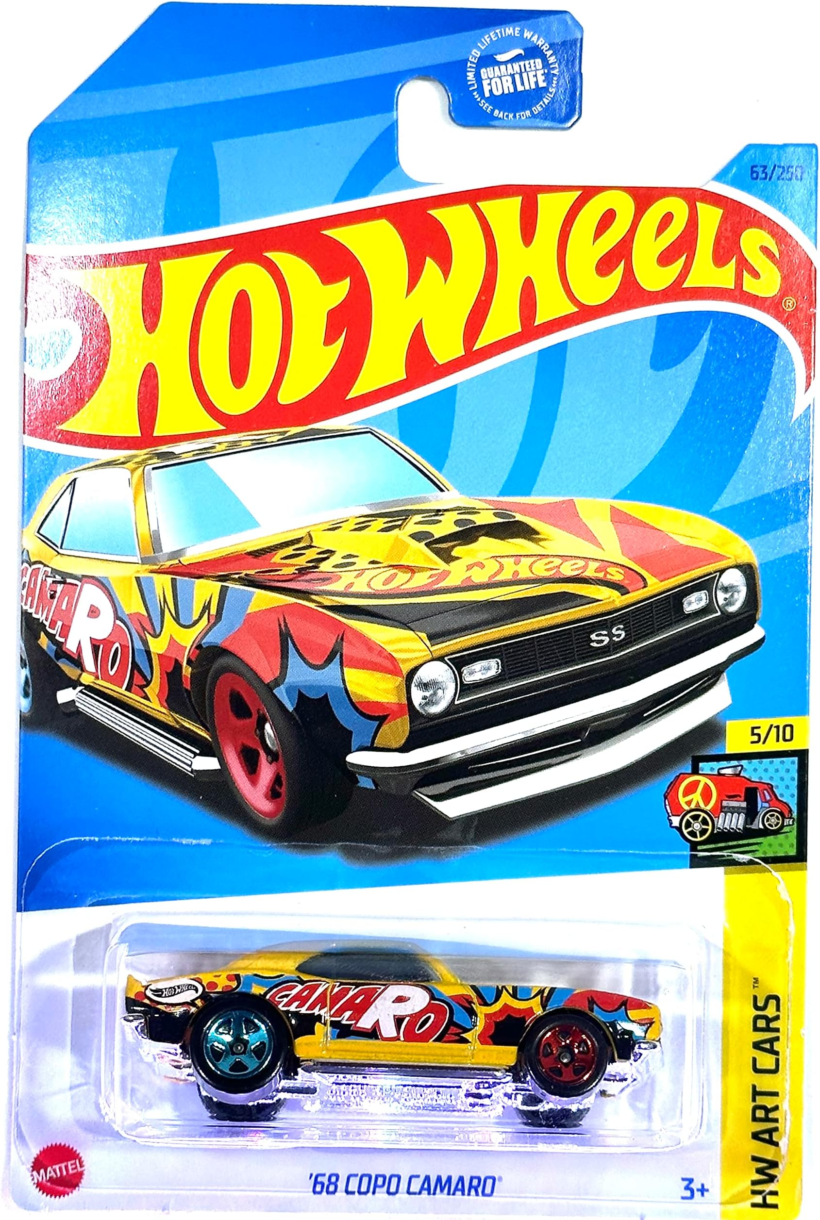 COPO Camaro - '68 - Yellow - HW Art Cars 5/10-2023 - Mint/NrMint - Ships Bubble Wrapped in a Correct Size Box