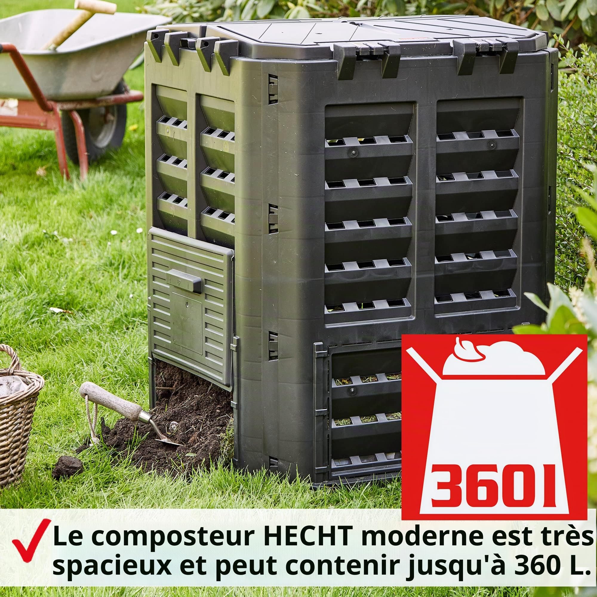 HECHT Composteur Thermique en Plastique - Rapide Avec Système d'Emboîtement Pratique - Robuste et de Qualité Supérieure