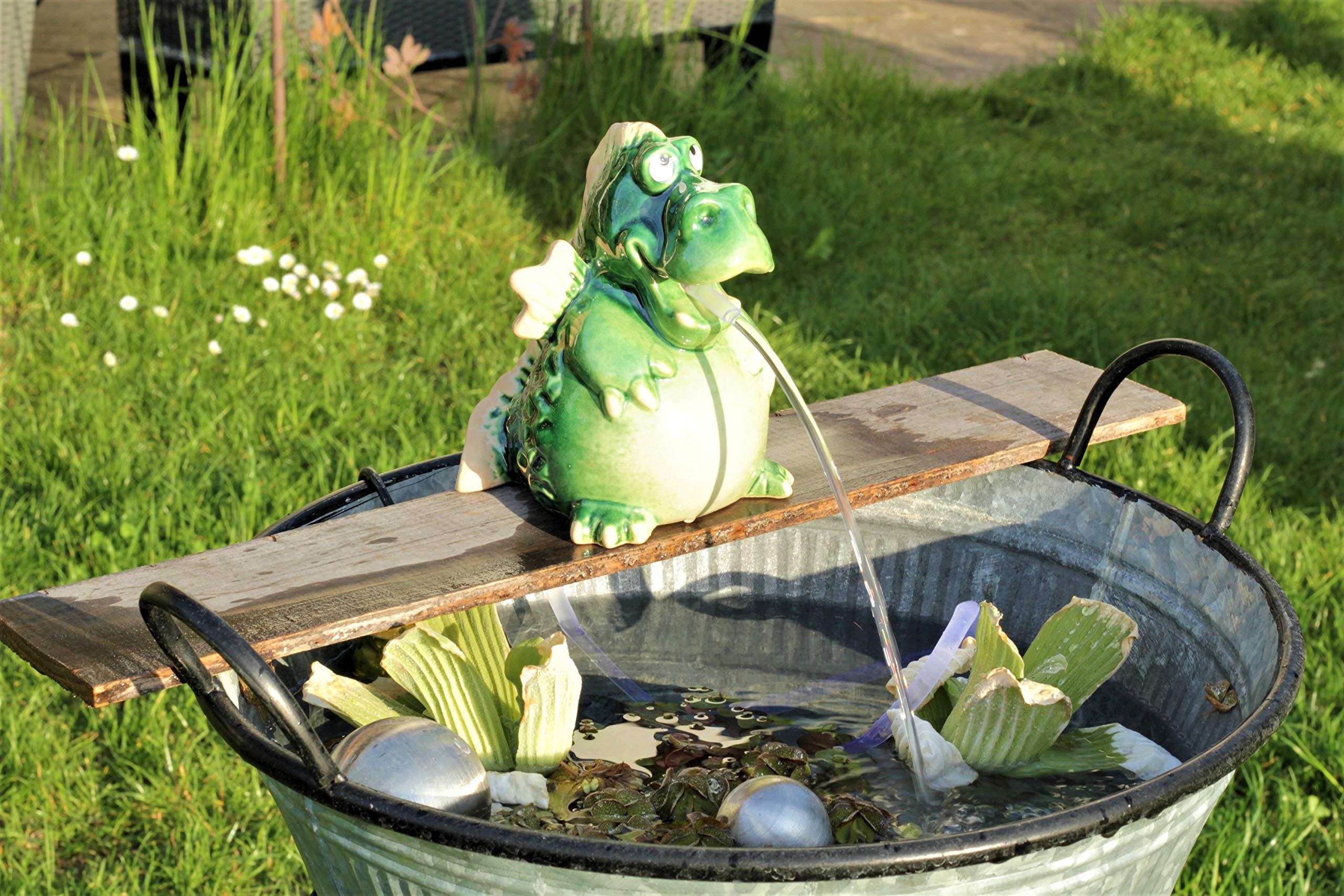 Wasserspeier Drache Keramik grün