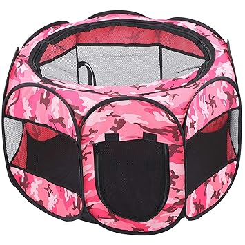 Small Pet Tent, Open Air Durable Breathable Pet Playground, Dog Playpen, Portable with Bottom for Cat Pet Supply Dog(XBD95 Color Camouflage, S)