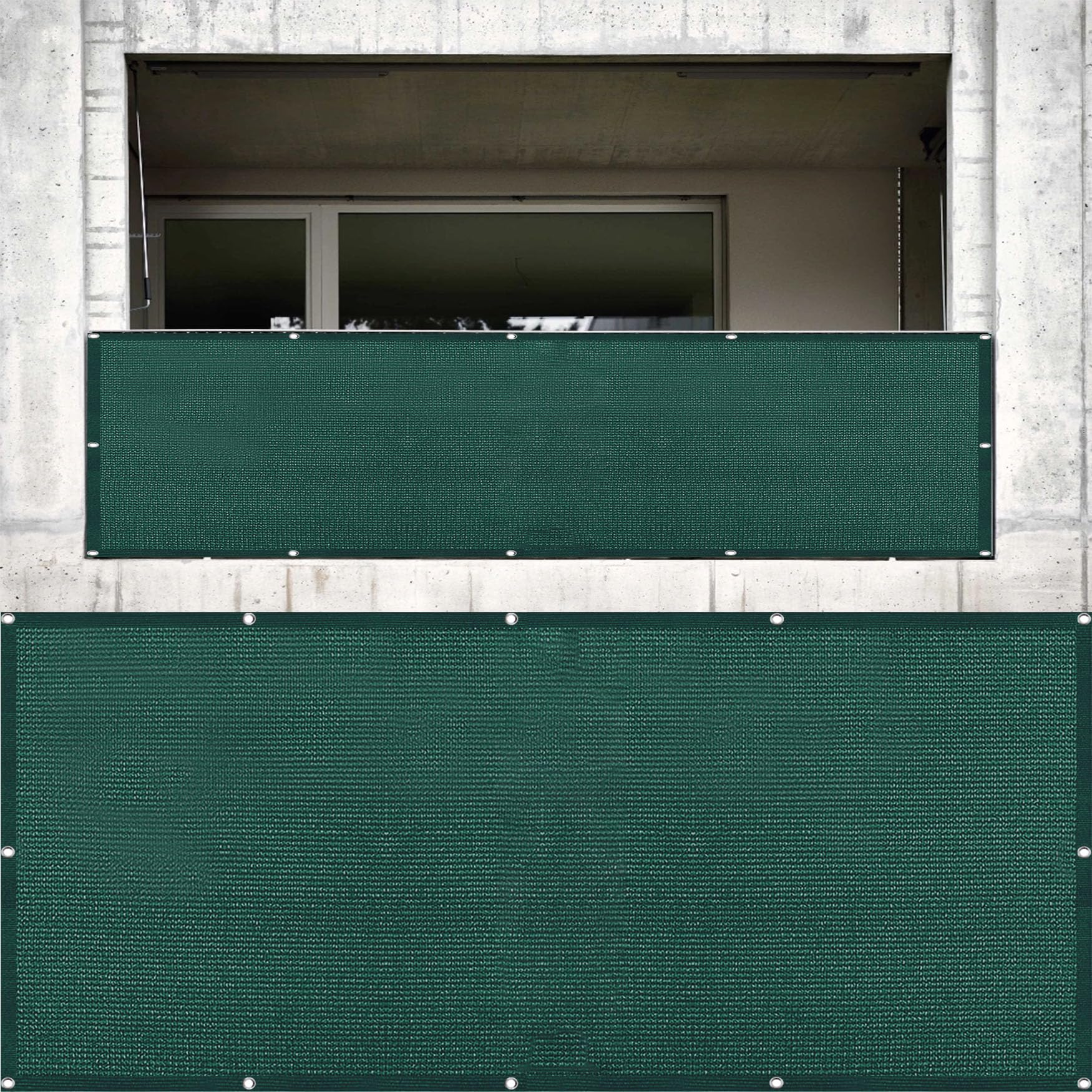 Malla de ocultación 140 x 190 cm verde para privacidad en vallas y barandillas de balcón