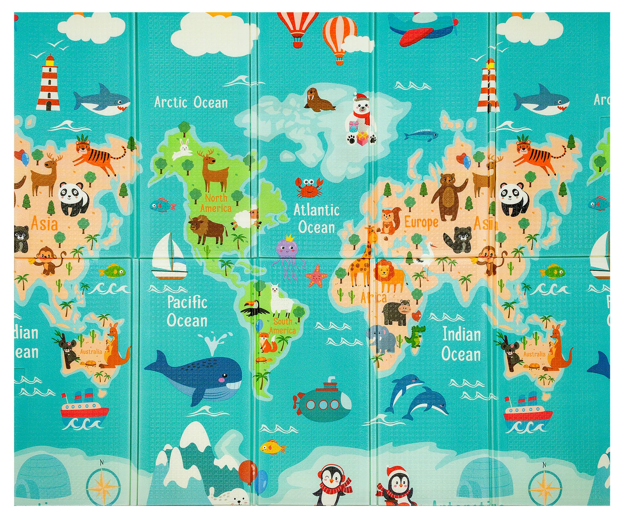 HUMBI Tapis de jeu pour bébé - Mousse XPE - Double face - Rayures plates - Imperméable - Extra large - Antidérapant - 200 x 180 x 1 cm