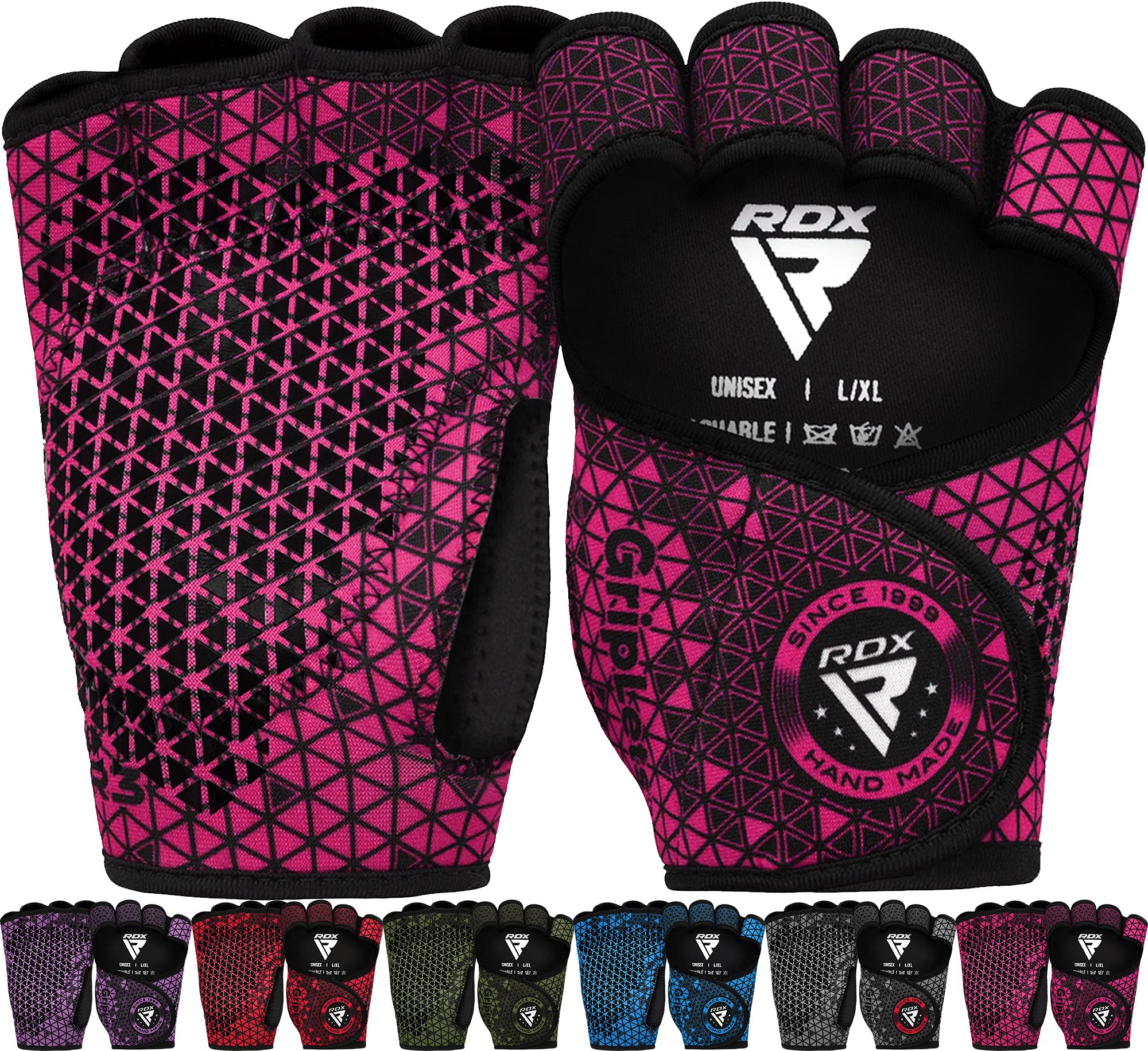 RDX Weight Lifting Gloves Grips, Workout Gym Fitness, Ventilated Anti-Slip Open Back Gripper, Deadlift Strength Training HIIT Exercise, Women Men Rowing Cycling Hanging Climbing Gymnastics Pull Ups — image 1