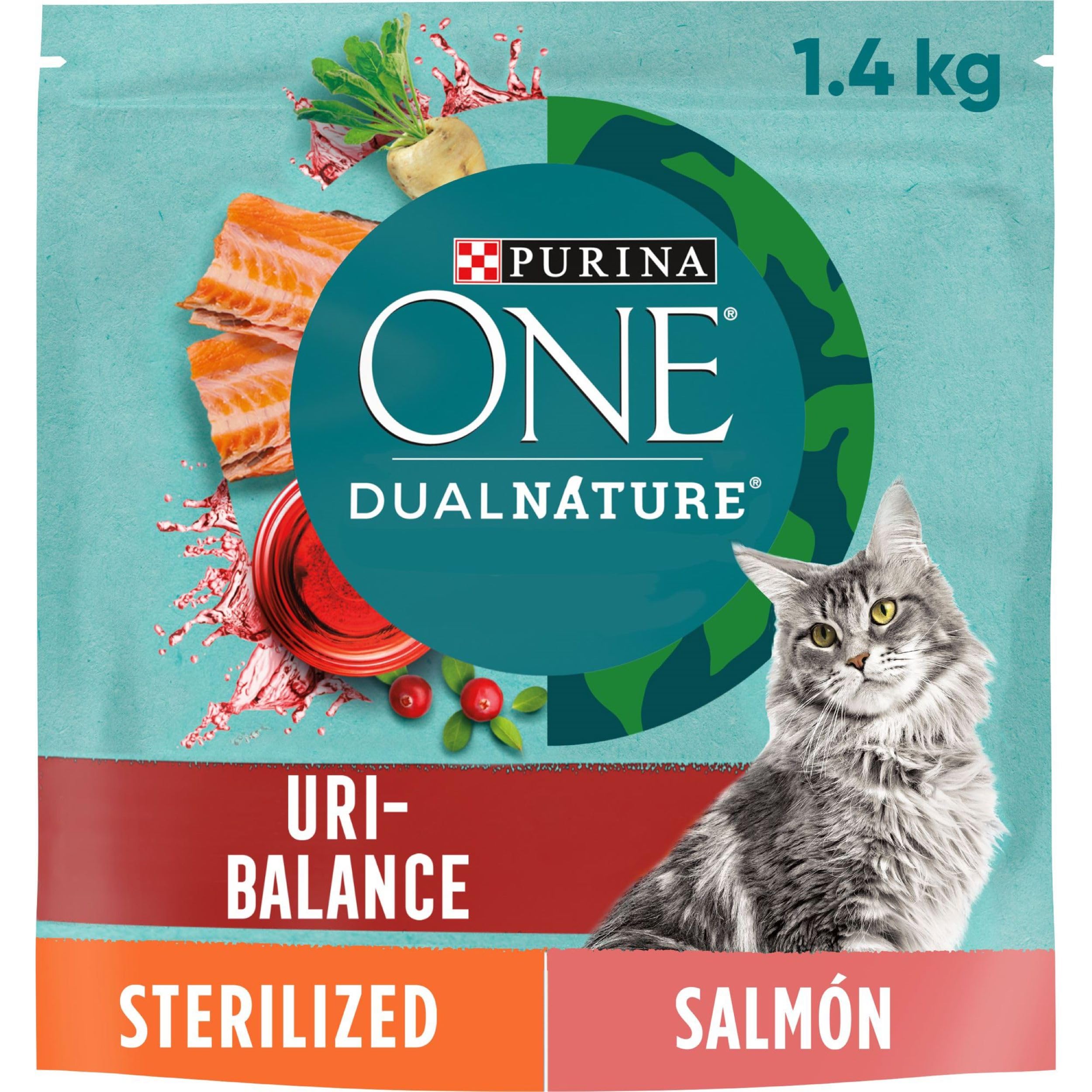 Purina One Dual Nature pienso Gato Adulto Esterilizado Salmón 6x1,4 kg