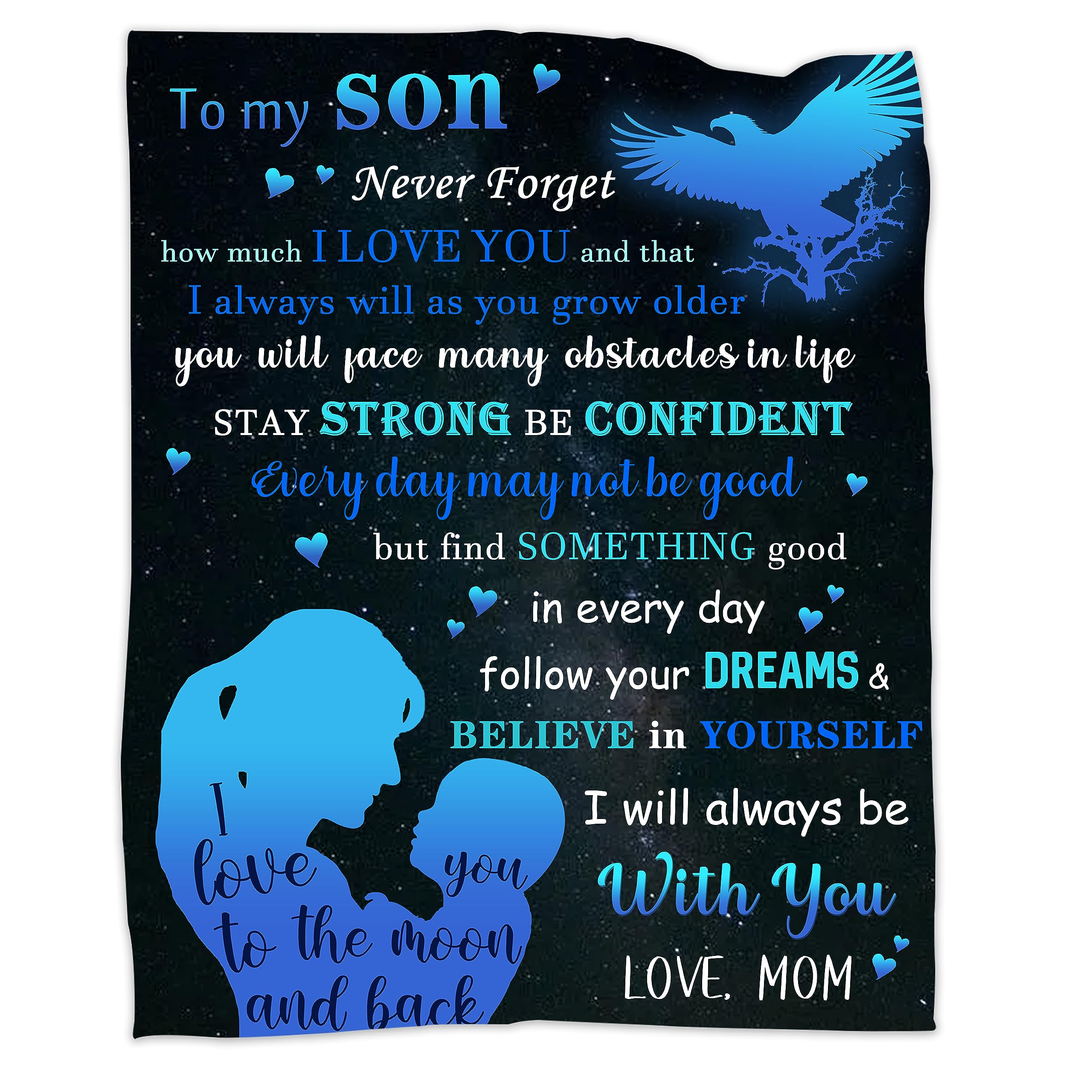 Son Blanket Gift from Mom, Blanket Gifts for My Son, Son Gift from Mom, Mom to Son Christmas Birthday Graduation Flannel 60"x50" Blankets Gift for Son