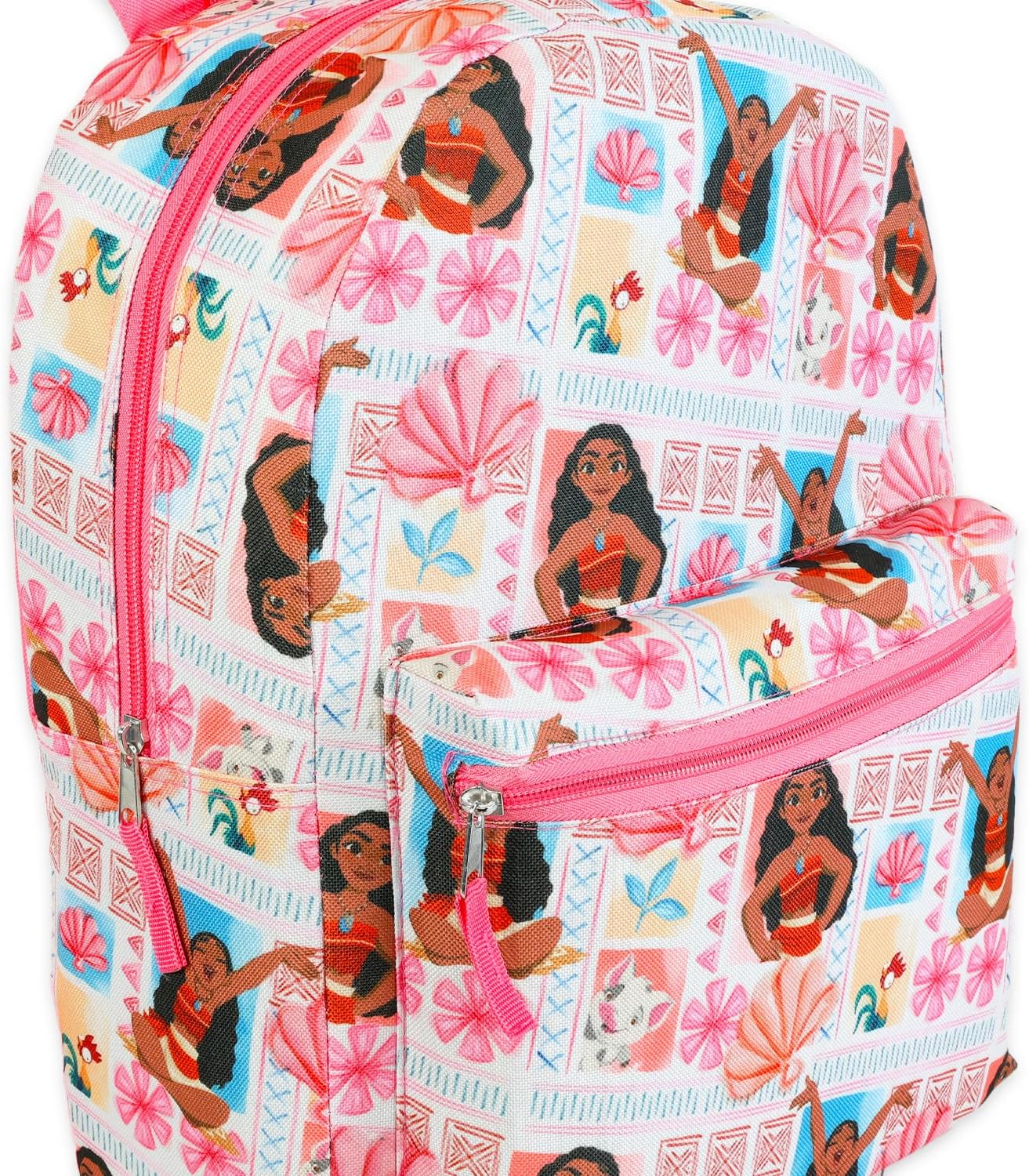 Disney Moana Backpack for Kids - Bundle with 16” Canvas Moana Backpack with Water Bottle, Stickers, More | Moana Backpack Set for Girls, Toddlers