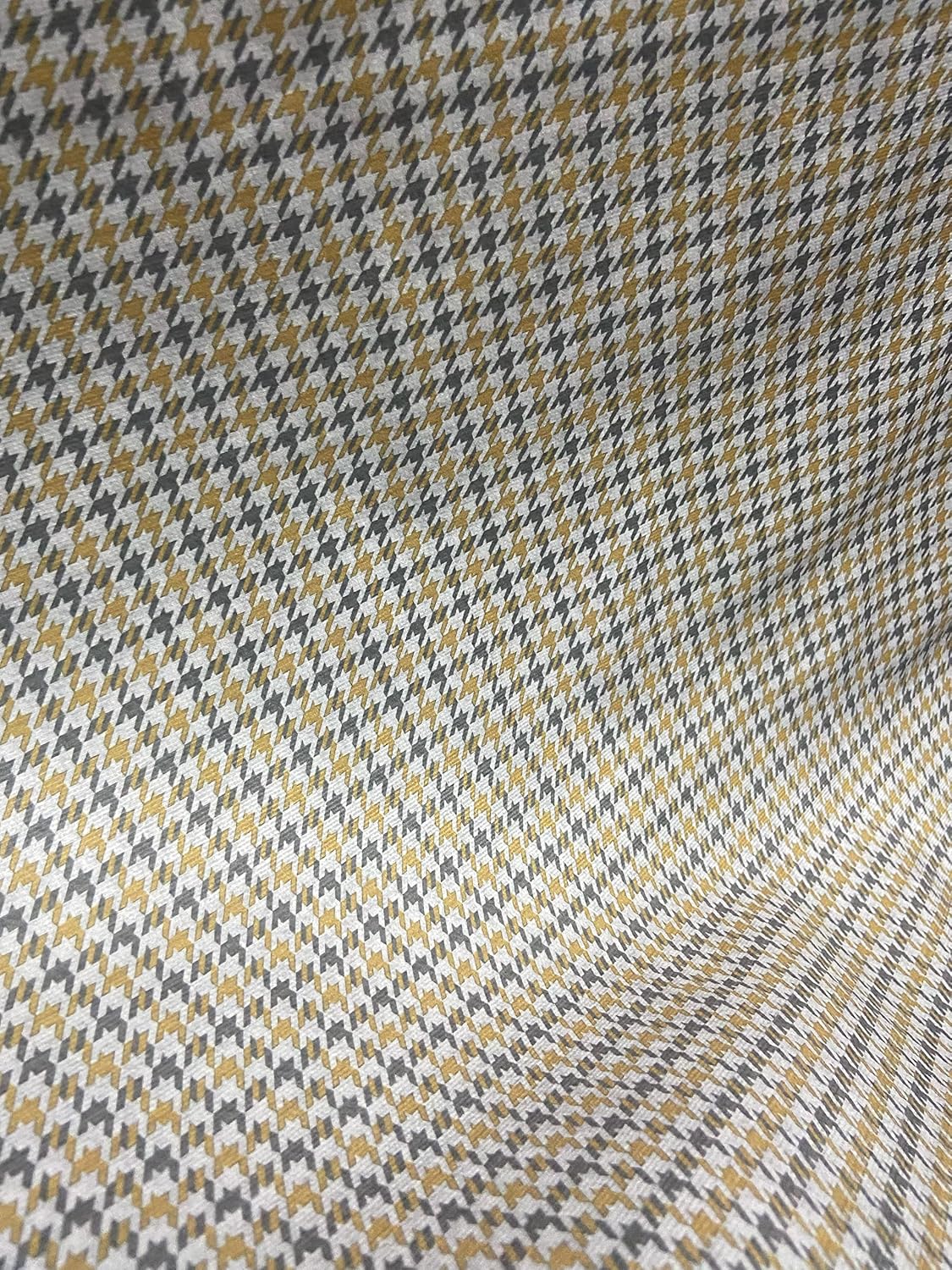 Houndstooth Design Velvet Finish Digitally Printed Soft and Rich Furnishing Fabric for Sofa, Cushions, Dinning Chair, Craft - Width 54 inches - Fabric by The Yard - Mustard Yellow