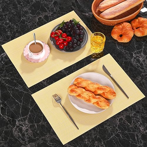 Miniatura 2 de Zupro Juego de 4 manteles individuales lavables, resistentes al calor, antideslizantes, trenzados, de vinilo de PVC, para cocina, comedor, patio,