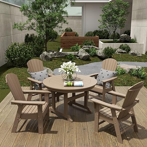 Miniatura 40 de WestinTrends Dylan Adirondack - Juego de 6 mesas y sillas de comedor para exteriores para todo tipo de clima, mesa y sillas de patio de madera de