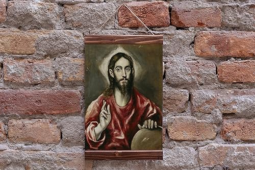 El Salvador by El Greco from 1610 to 1614 Christian Catholic Religion Wood Framed Canvas Print