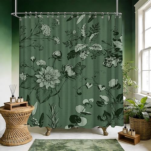 Miniatura 88 de Cortina de ducha azul marino de bosque Cortina de ducha azul oscuro de montaña y naturaleza para decoración de baño de hombres, tela impermeable con