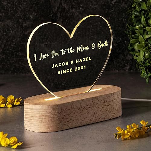 Miniatura 6 de Regalos personalizados para parejas, luz nocturna romántica, regalo de aniversario para ella, ideas de regalo para parejas en forma de corazón, 2