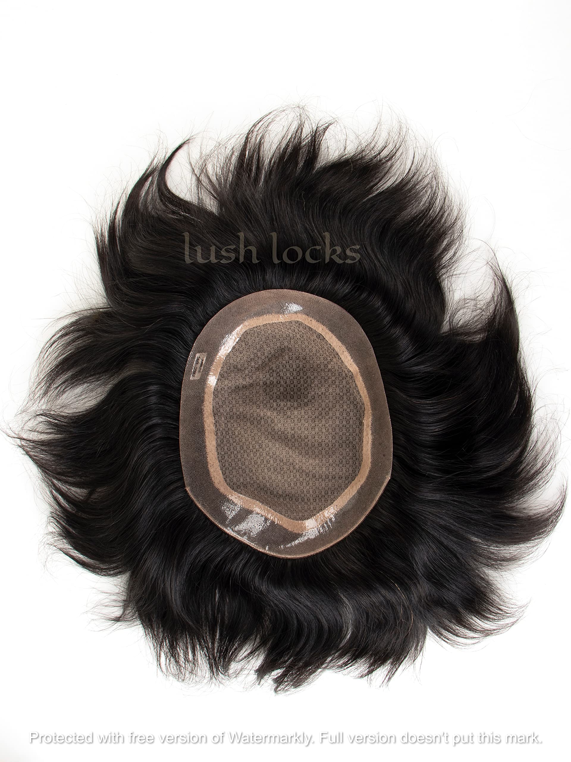Silk Base Mirage Hair Patch/Hair Wig for men Skin Base 100% natural human hair Premium Hair Patch For Men Size:9X7 (Natural Black) #364