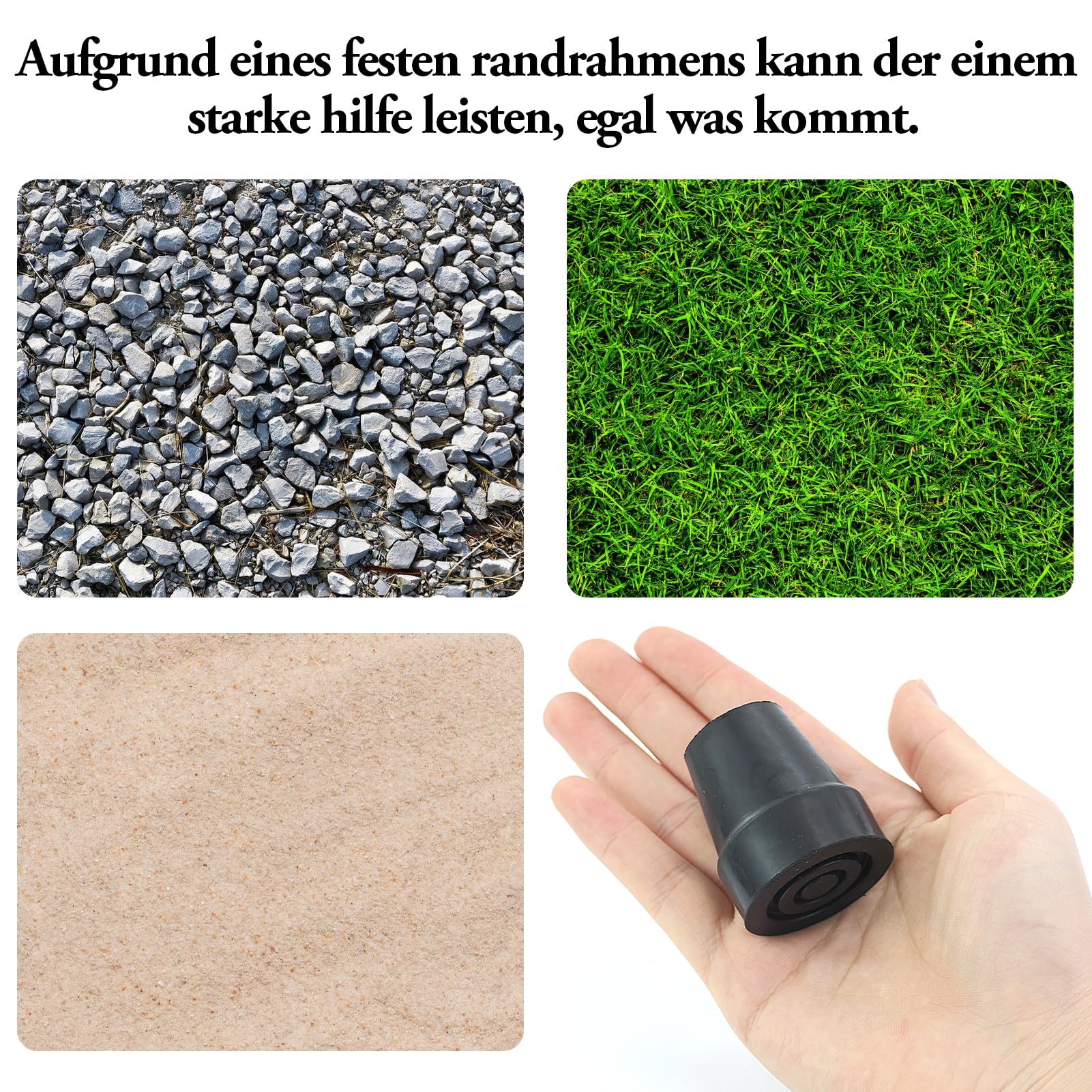 Vive Cane Tip – Piedino di ricambio in gomma per bastoni da passeggio – Stabile a quattro punti, treppiede quadruplo autoportante per bastone, attacco universale a 4 gambe per bastone da passeggio
