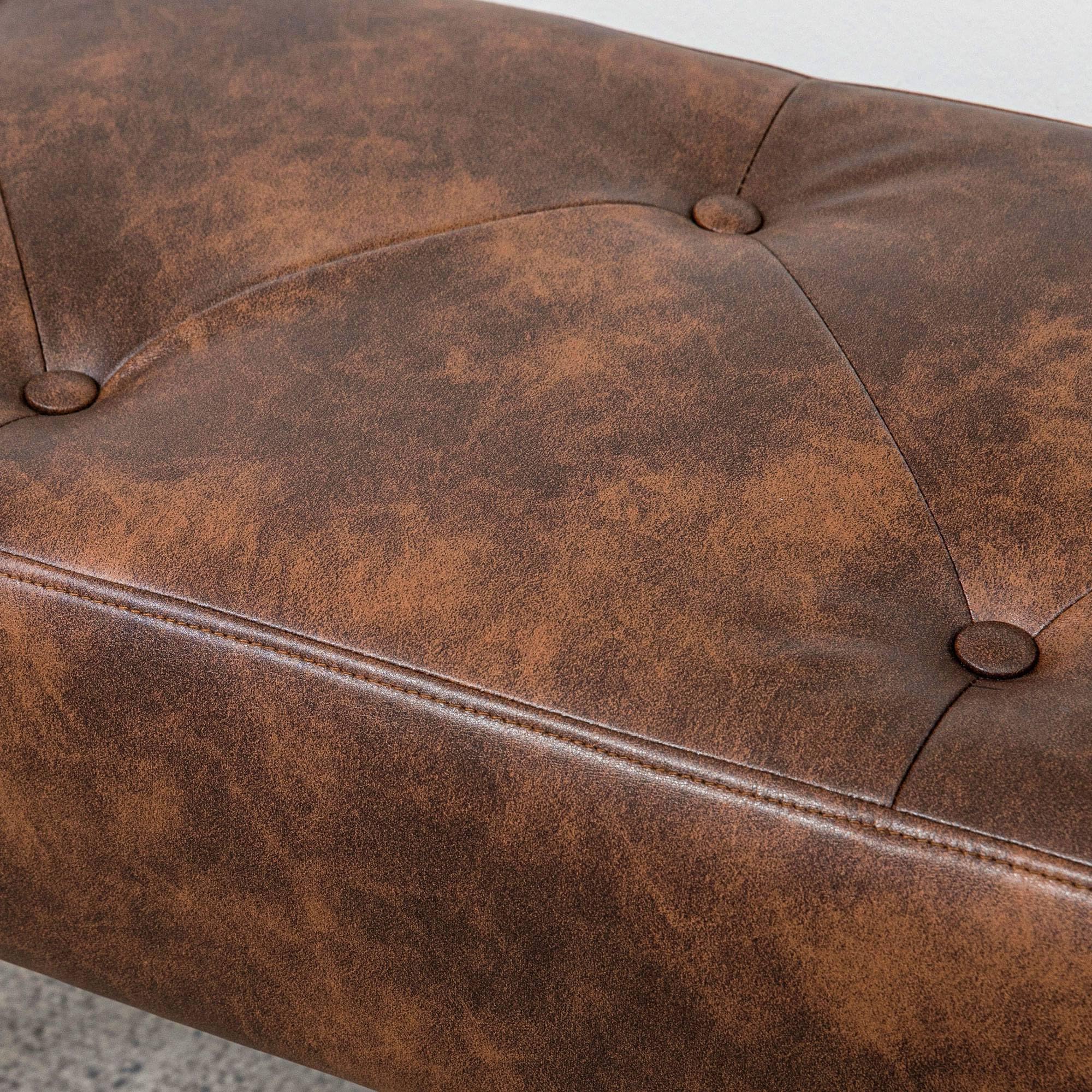 HOMCOM Banc Bout de lit Banquette capitonnée Style Vintage revêtement synthétique 114 x 38 x 42 cm piètement Bois Banc rembourré Marron Effet Vieilli