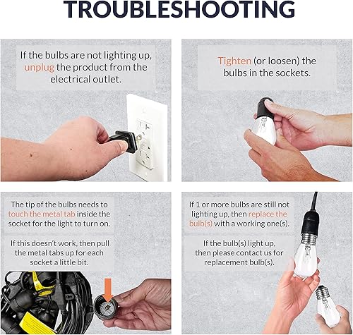 Vista 4 de Newhouse Lighting Tira de luces para exteriores con enchufes colgantes, tecnología resistente a la intemperie, cable de 48 pies, 18 bombillas